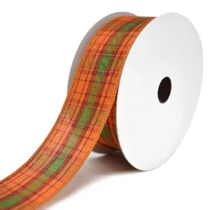 Metallic Plaid Fall Accents Wired Ribbon, 1-1/2-Inch, 20-Yard