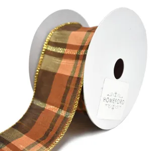 Metallic Plaid Mary Wired Dupioni Ribbon, 2-1/2-Inch, 10-Yard