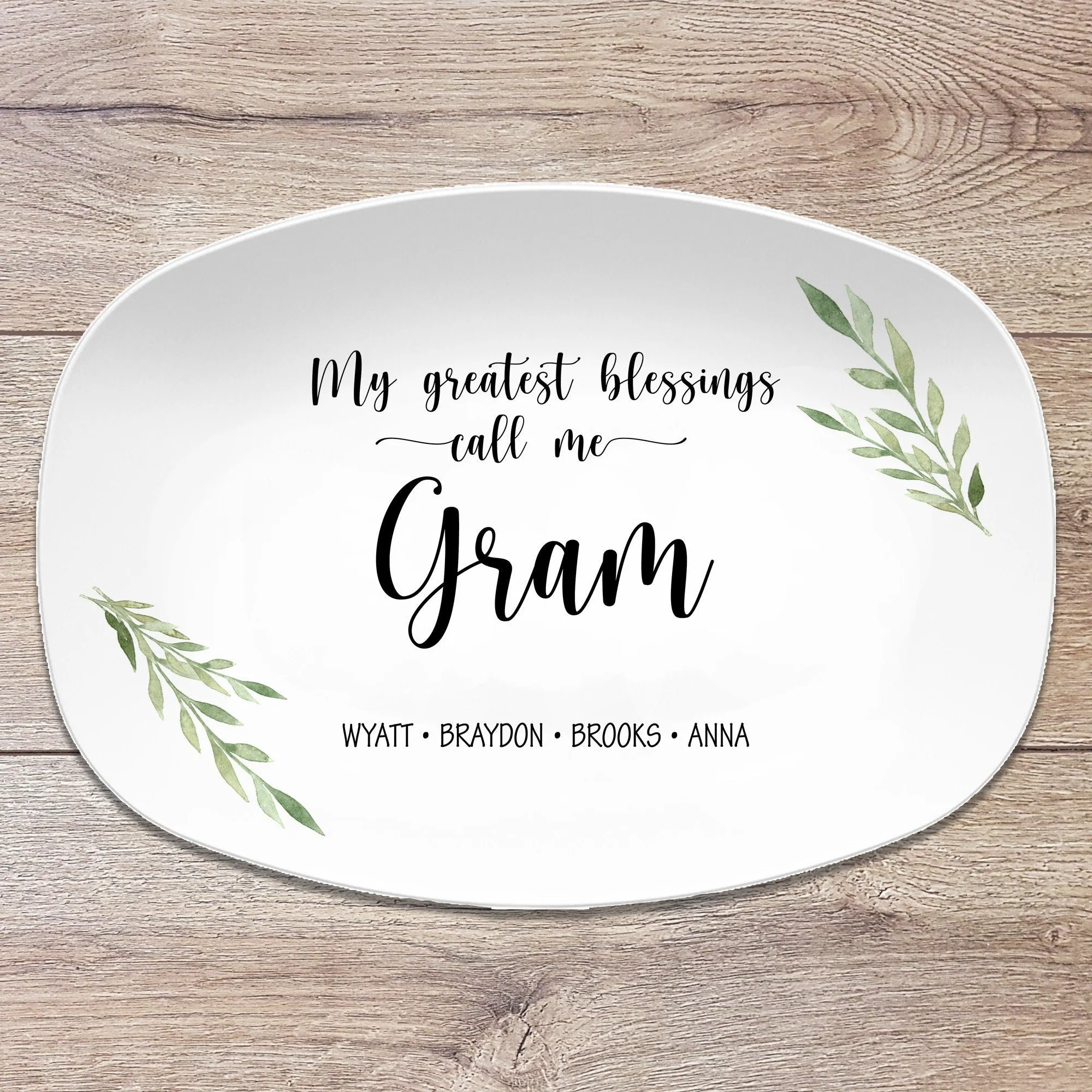 My Greatest Blessings Platter / My Favorite People Green Leaf Platter