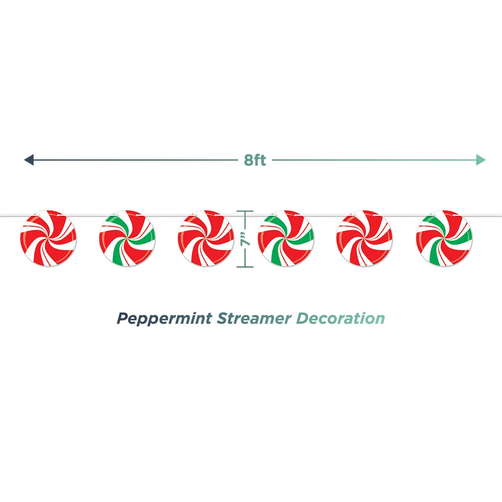 Peppermint Swirl Red & Green Christmas Holiday Whirls and Streamer Decorations