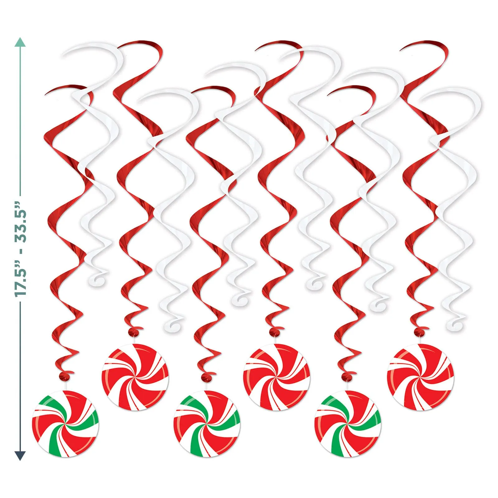 Peppermint Swirl Red & Green Christmas Holiday Whirls and Streamer Decorations