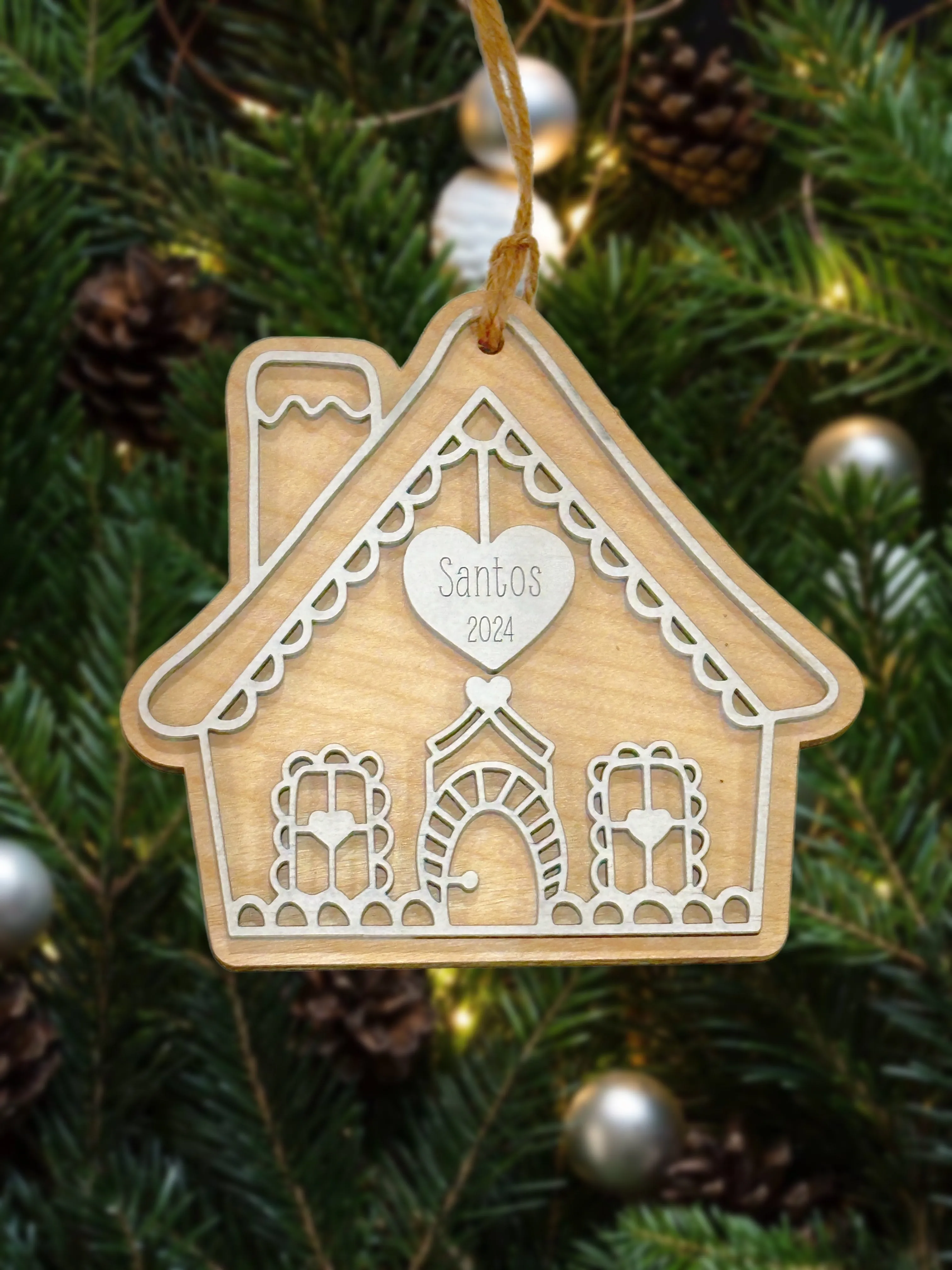 Personalized Family Name Gingerbread House Ornament