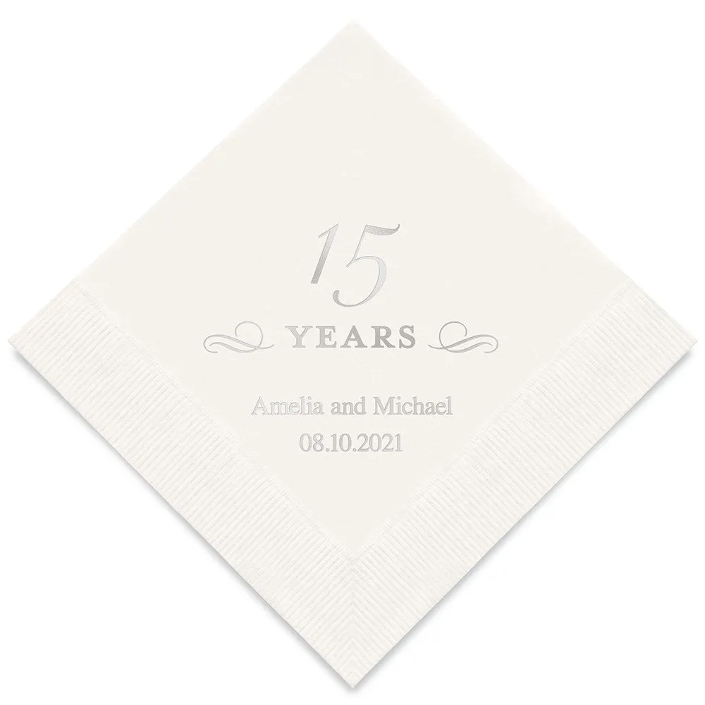 PERSONALIZED FOIL PRINTED PAPER NAPKINS - 15 Years

(50/pkg)