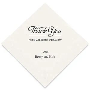 PERSONALIZED FOIL PRINTED PAPER NAPKINS - Thank You For Sharing

(50/pkg)