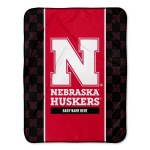 Personalized Nebraska Huskers Icon Baby Pixel Fleece Blanket