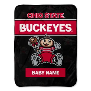 Personalized Ohio State Buckeyes Emblem Baby Pixel Fleece Blanket