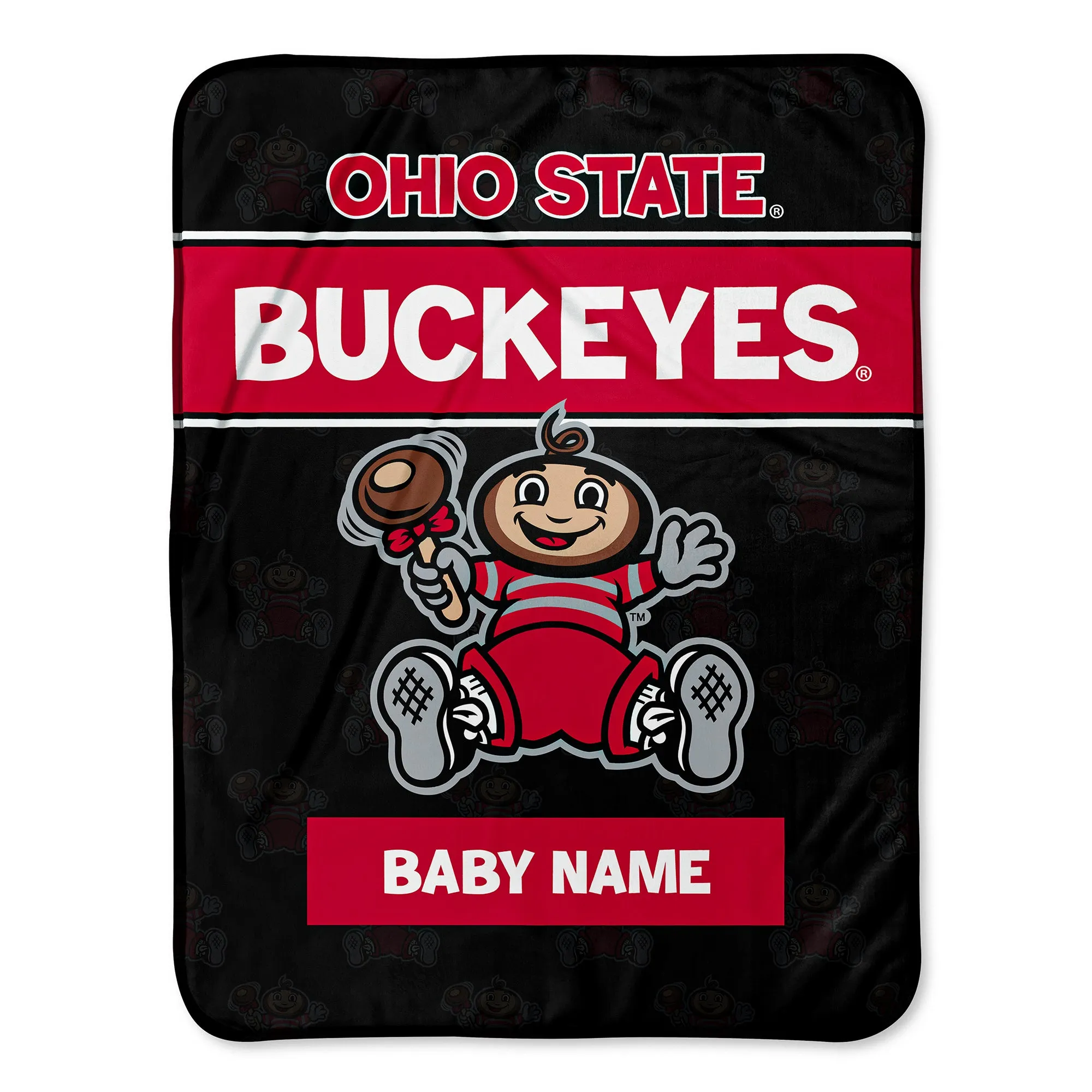 Personalized Ohio State Buckeyes Emblem Baby Pixel Fleece Blanket