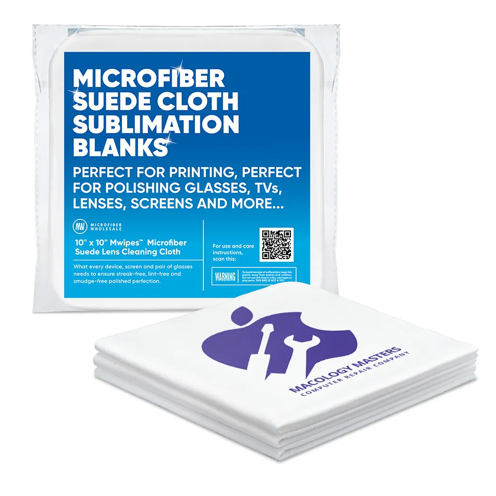 Printed 10"x10" Mwipes™ Suede Microfiber Screen Cleaning Cloth