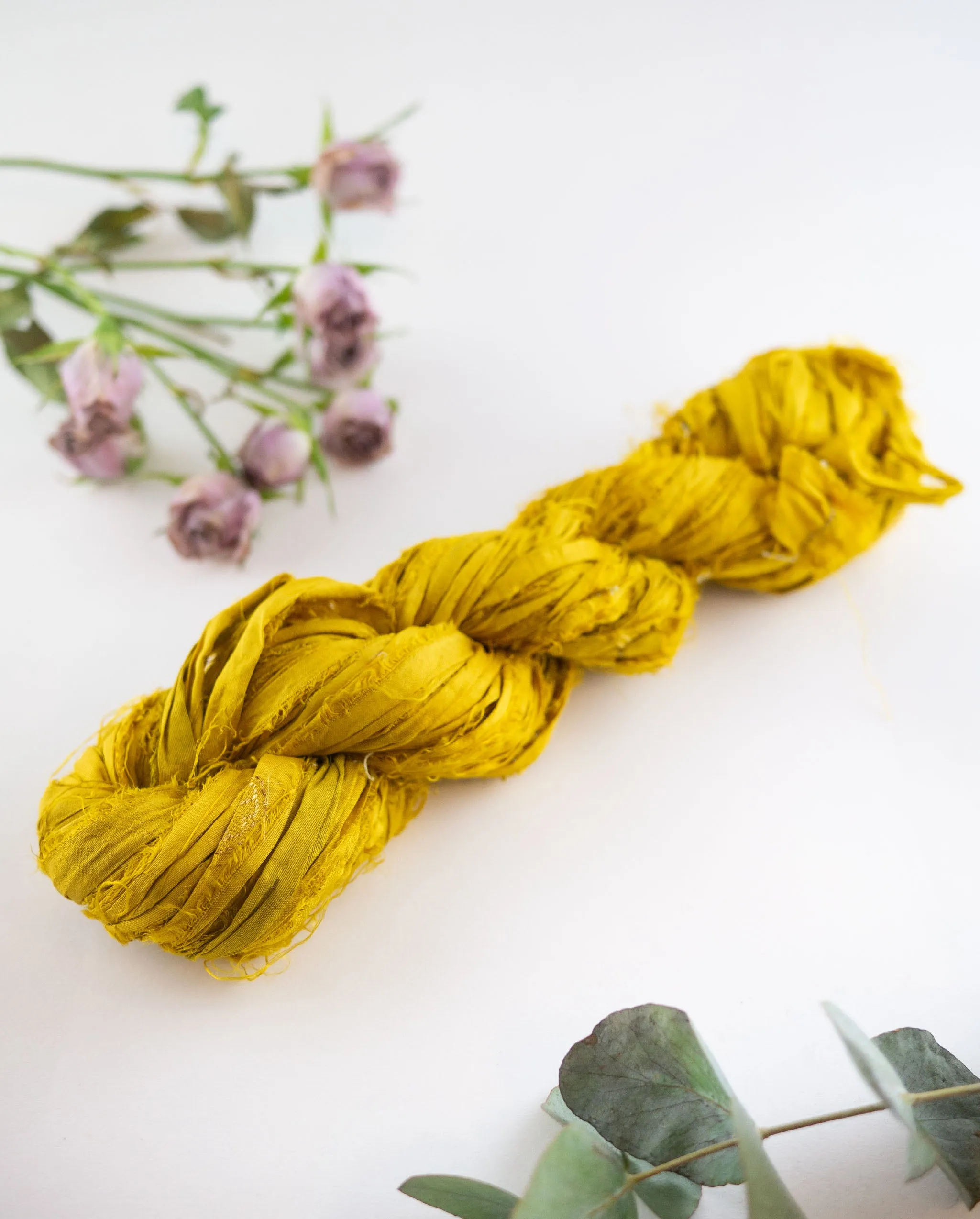 Recycled sari silk ribbon, 100g