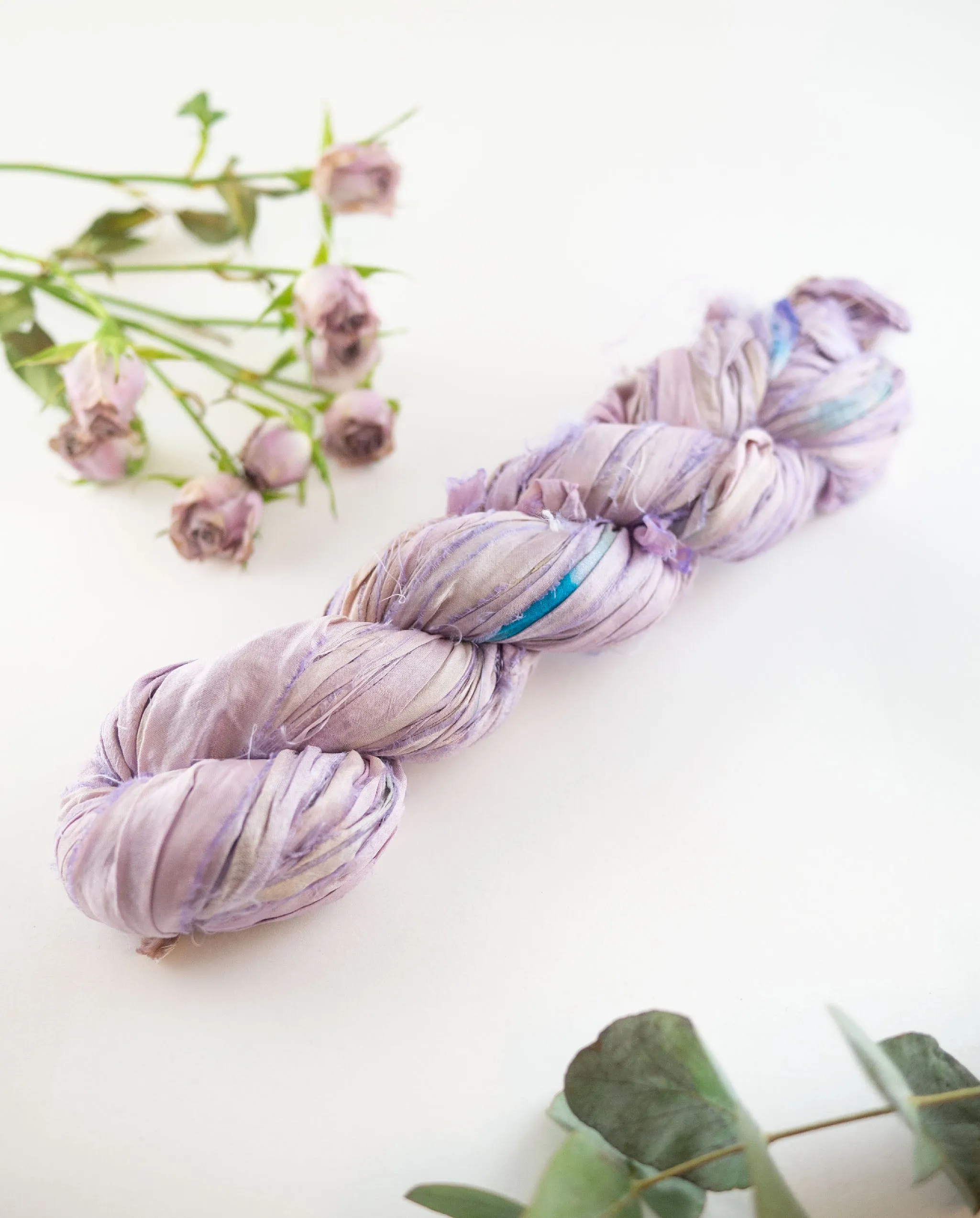 Recycled sari silk ribbon, 100g