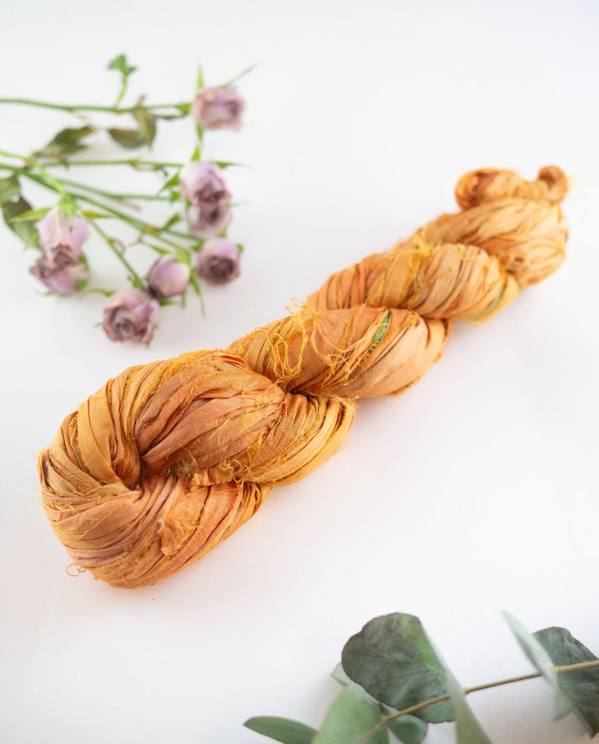 Recycled sari silk ribbon, 100g