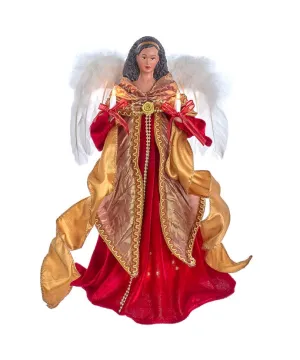 Red & Gold African American Angel Treetop