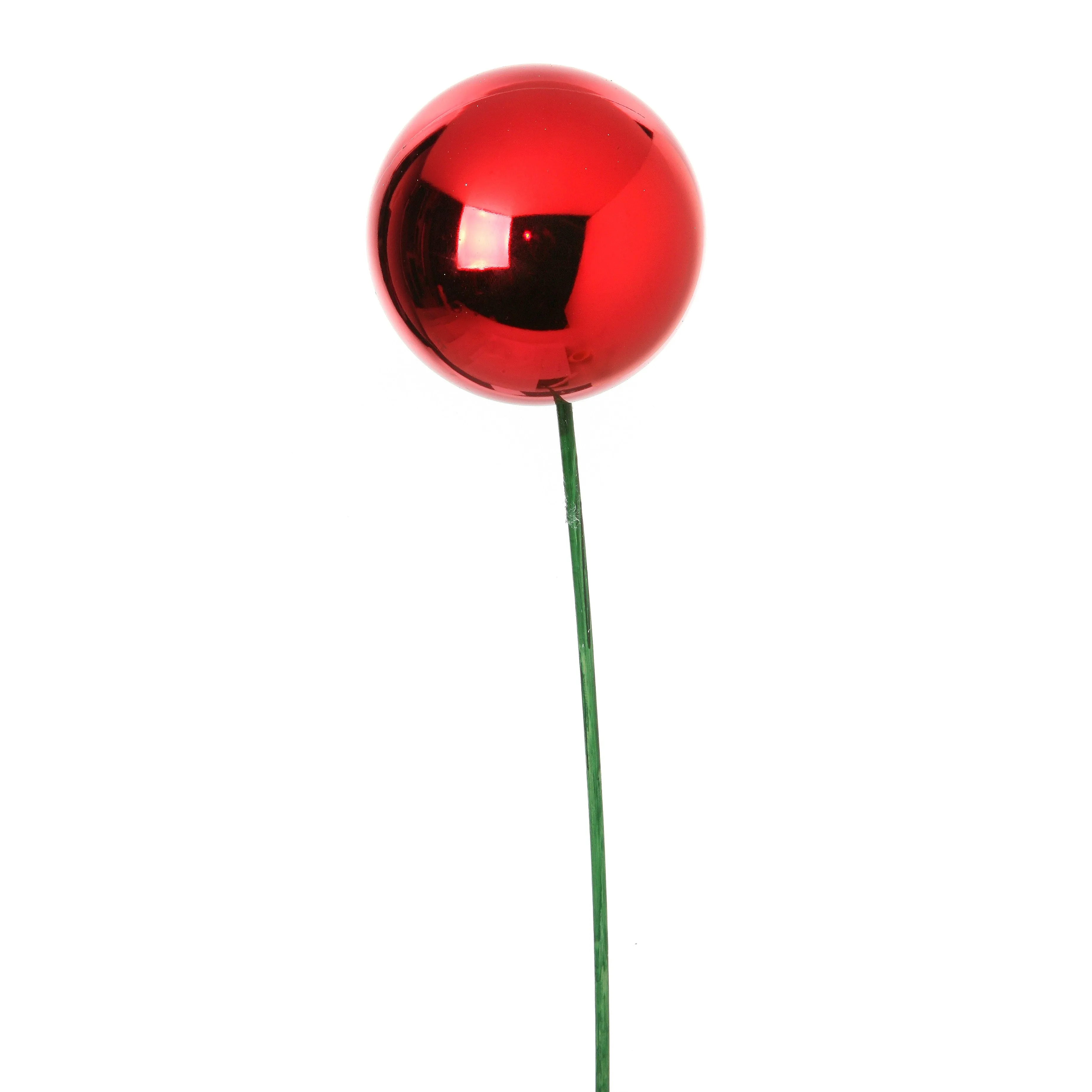 Red Shiny Ball Ornament Stake