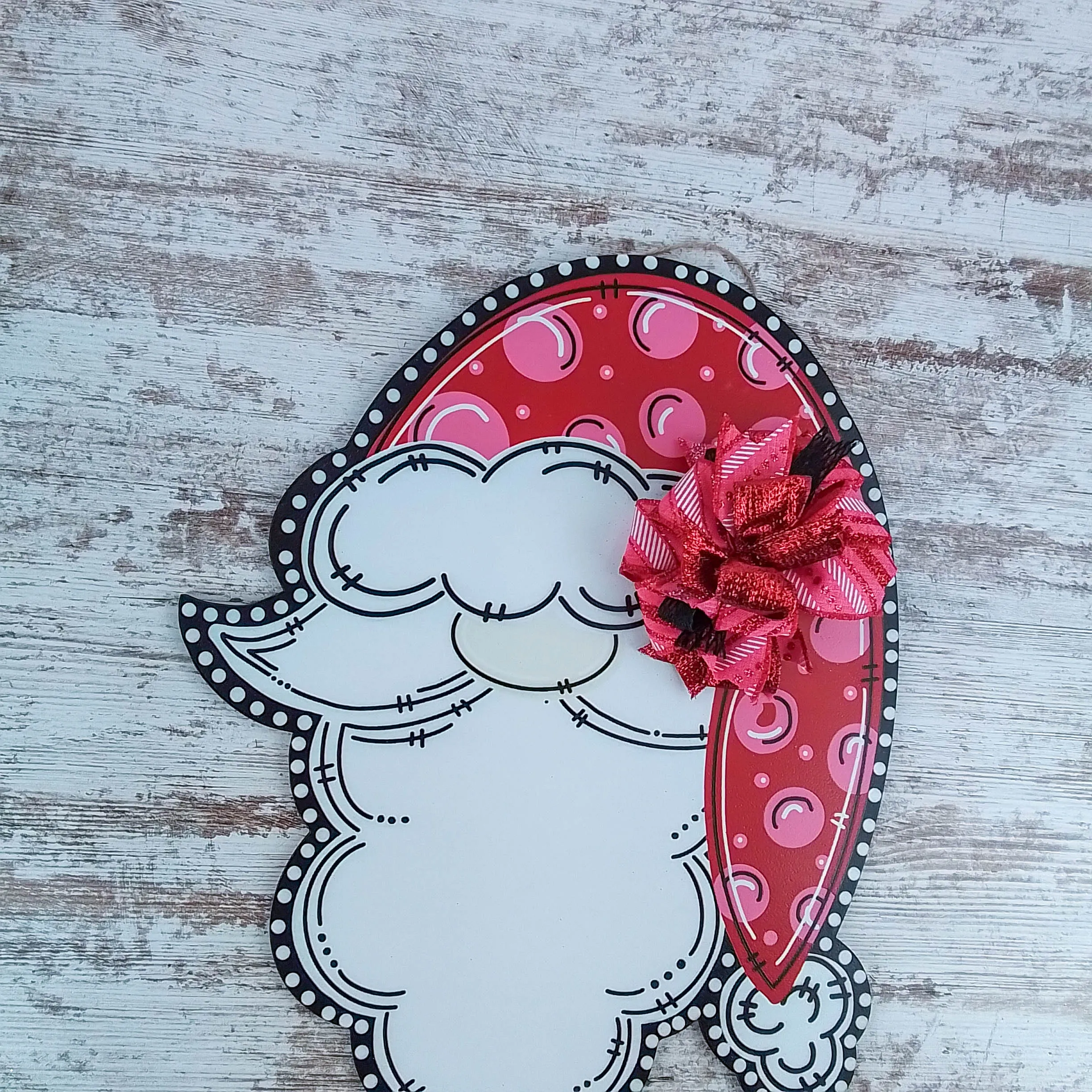 Santa Claus Door Hanger, Christmas Decor, Festive Birch Wood Accessory