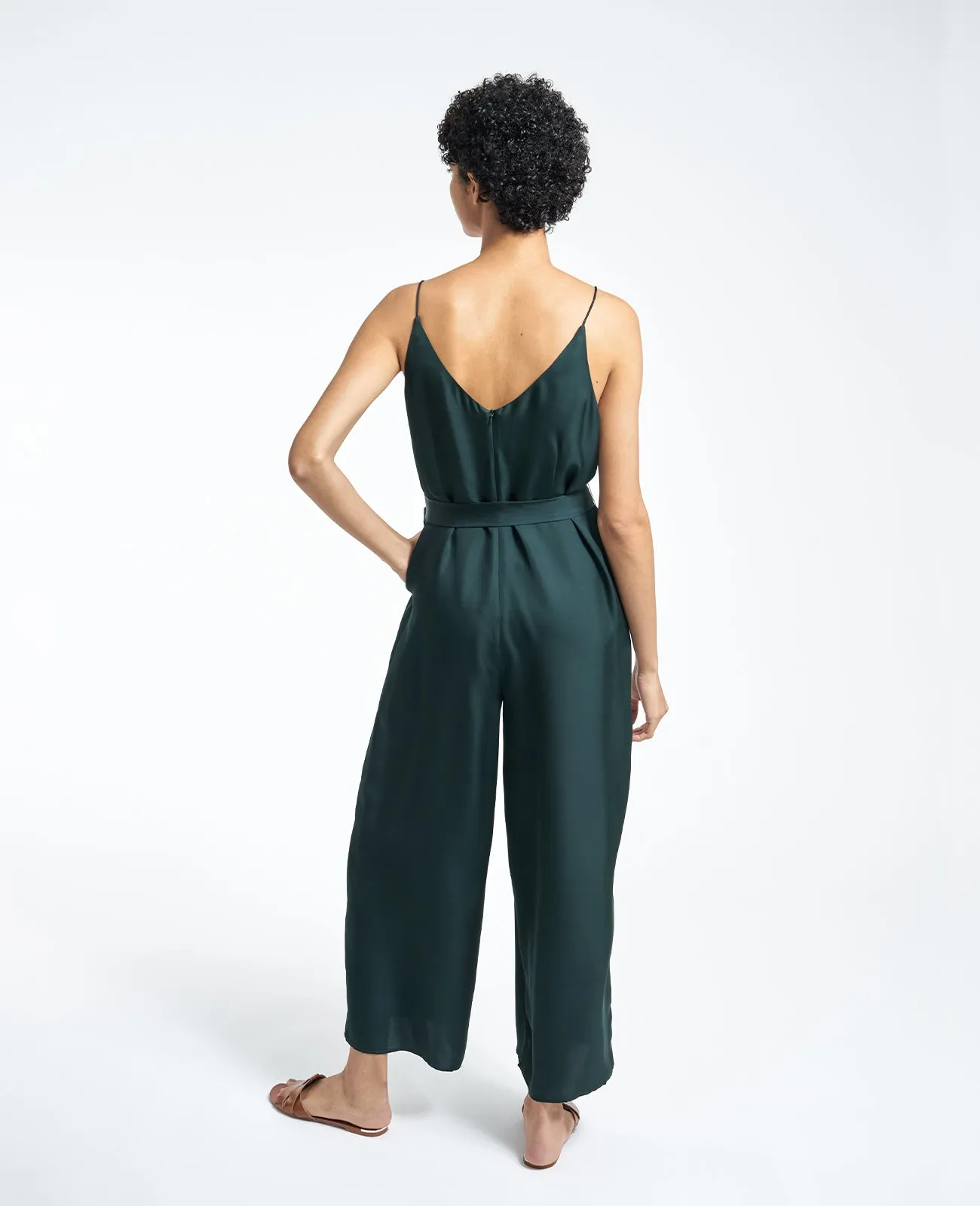 Silk V Neck Camisole Jumpsuit