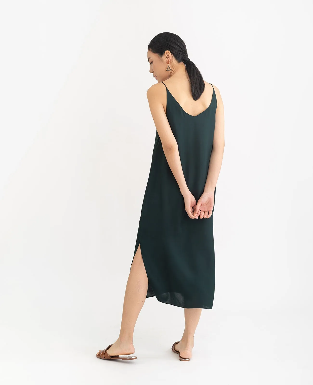 Silk V Neck Slip Dress