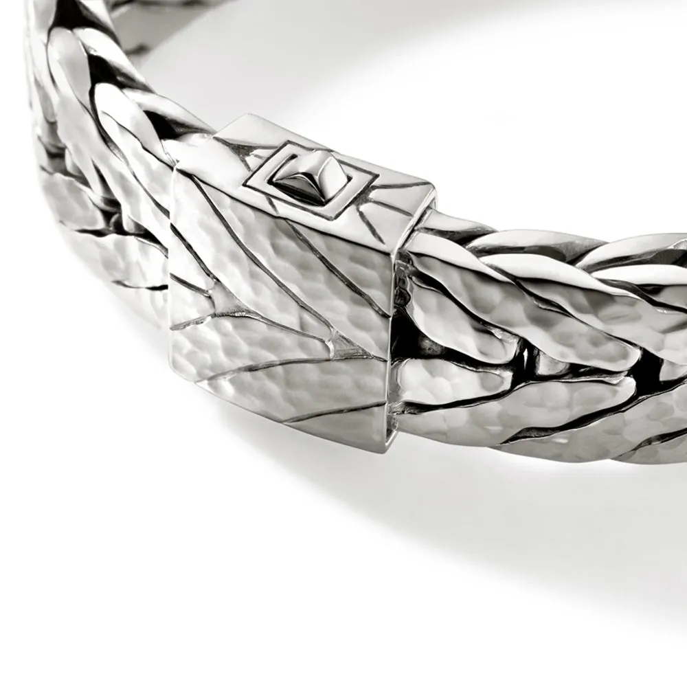 Sterling Silver Hammered Wide Bracelet