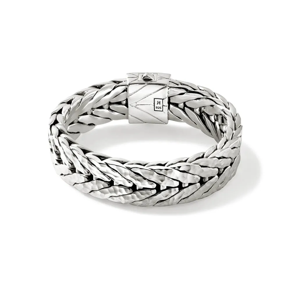 Sterling Silver Hammered Wide Bracelet