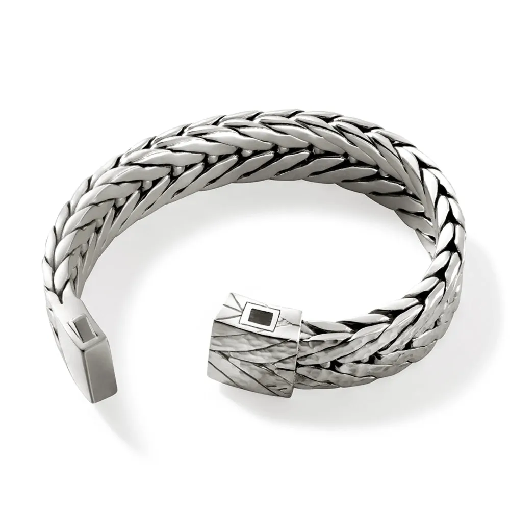 Sterling Silver Hammered Wide Bracelet