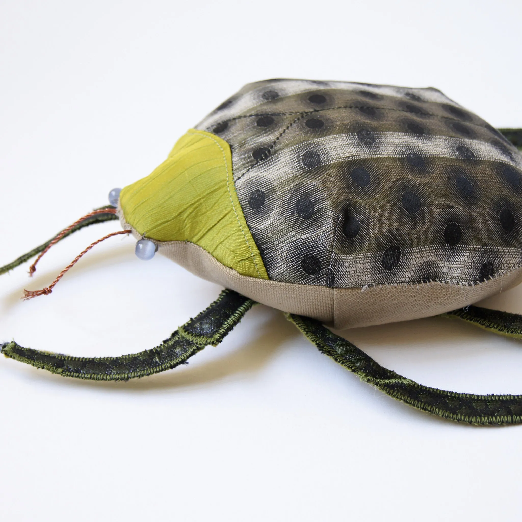 Textile Coleoptera Sculpture Beetle handmade from silk and linen