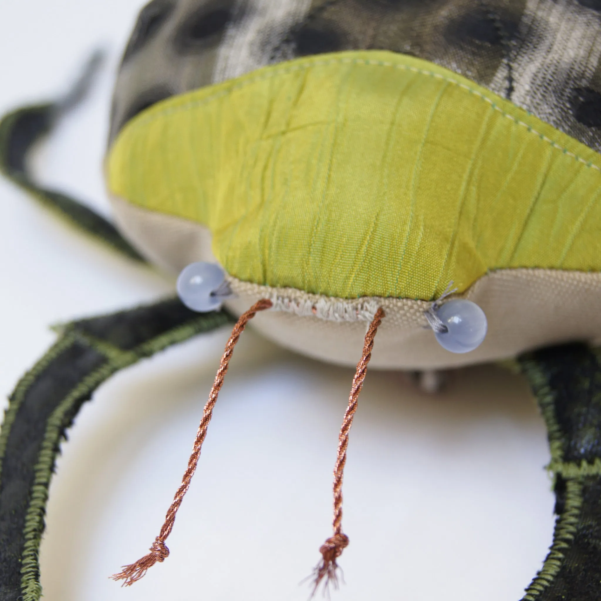 Textile Coleoptera Sculpture Beetle handmade from silk and linen