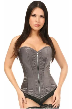 Top Drawer Gunmetal Satin Steel Boned Corset