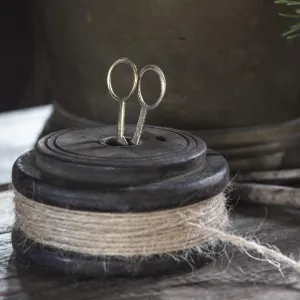 Wooden Spool with Jute String & Scissors